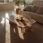 Mid Century Wooden Live Edge Table For Furniture Decor