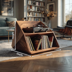 Mid Century Wooden Record Stand For Living Room Vinyl Display