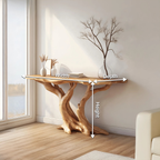 Modern Handcrafted Wooden Live Edge Console Table For Bedroom Decor