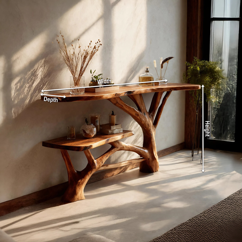 Handcrafted Wooden Live Edge Console Table For Contemporary Furniture Decor