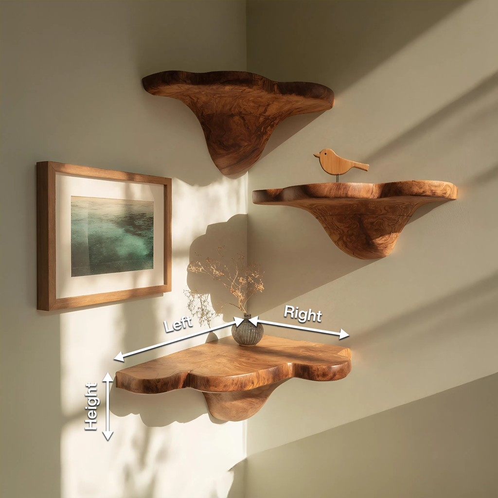 Modern Handcrafted Wooden Live Edge Mushroom Shelf For Furniture Decor