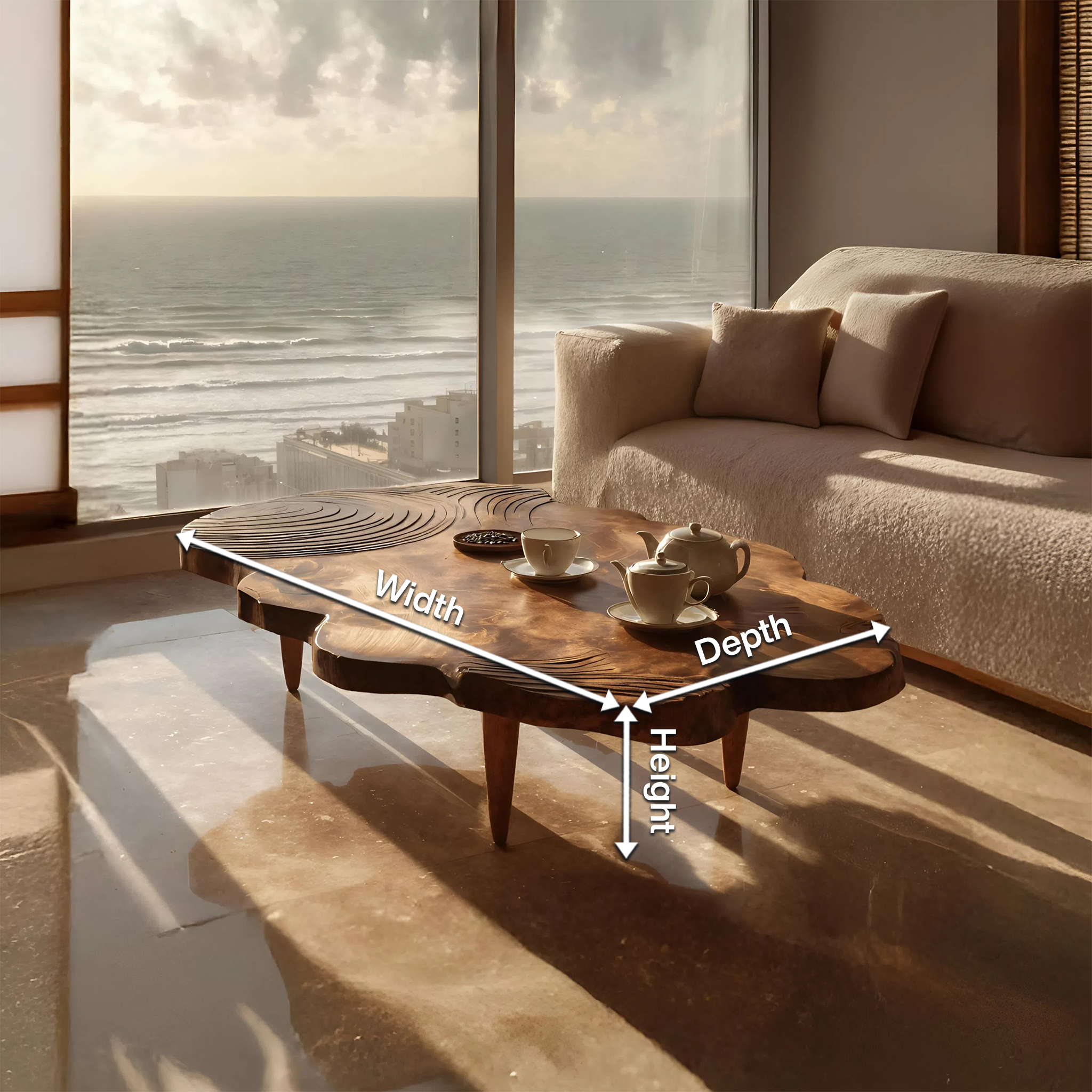 Farmhouse Solid Wood Abstract Coffee Table For Furniture Decor