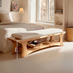 Minimalist Curved Wood Bench For End-of-Bed Design