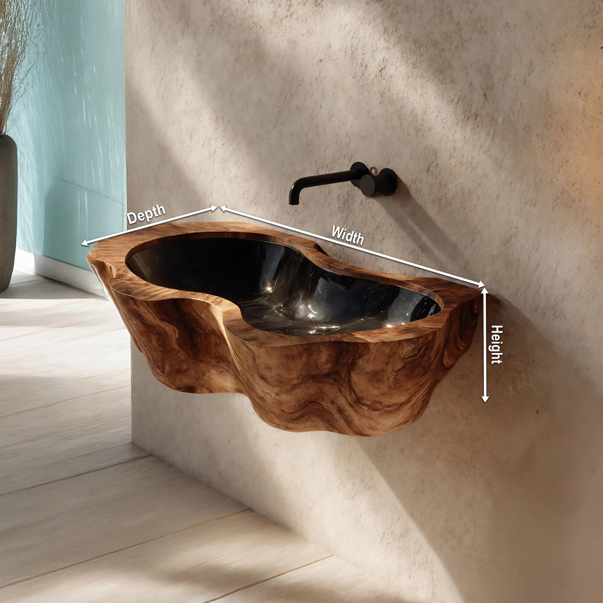 Farmhouse Live Edge Wood Vanity Sink For Natural Furniture Decor