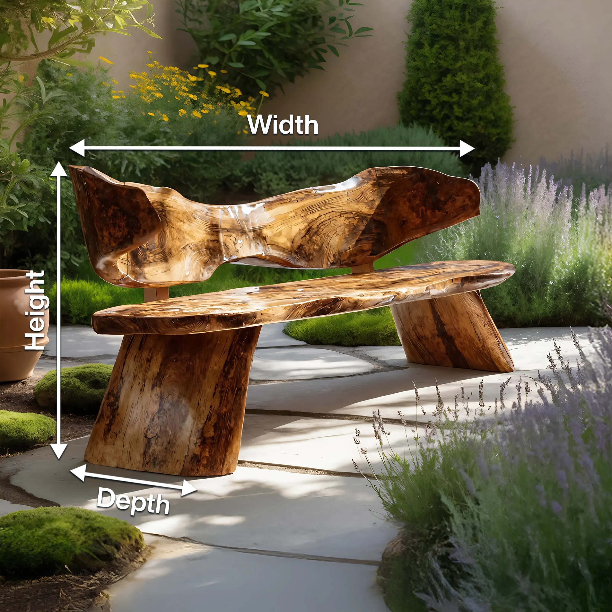 Farmhouse Ergonomic Wood Bench For Backyard Retreat