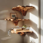 Handcrafted Wooden Live Edge Mushroom Shelf For Entryway Design