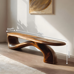 Handcrafted Organic Form Bench For Entryway