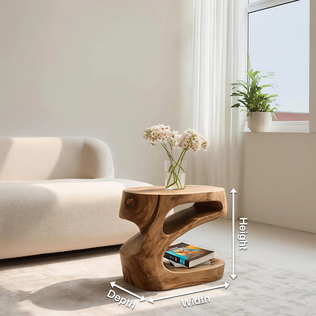 Artistic Side Table With Storage Shelf For Living Room