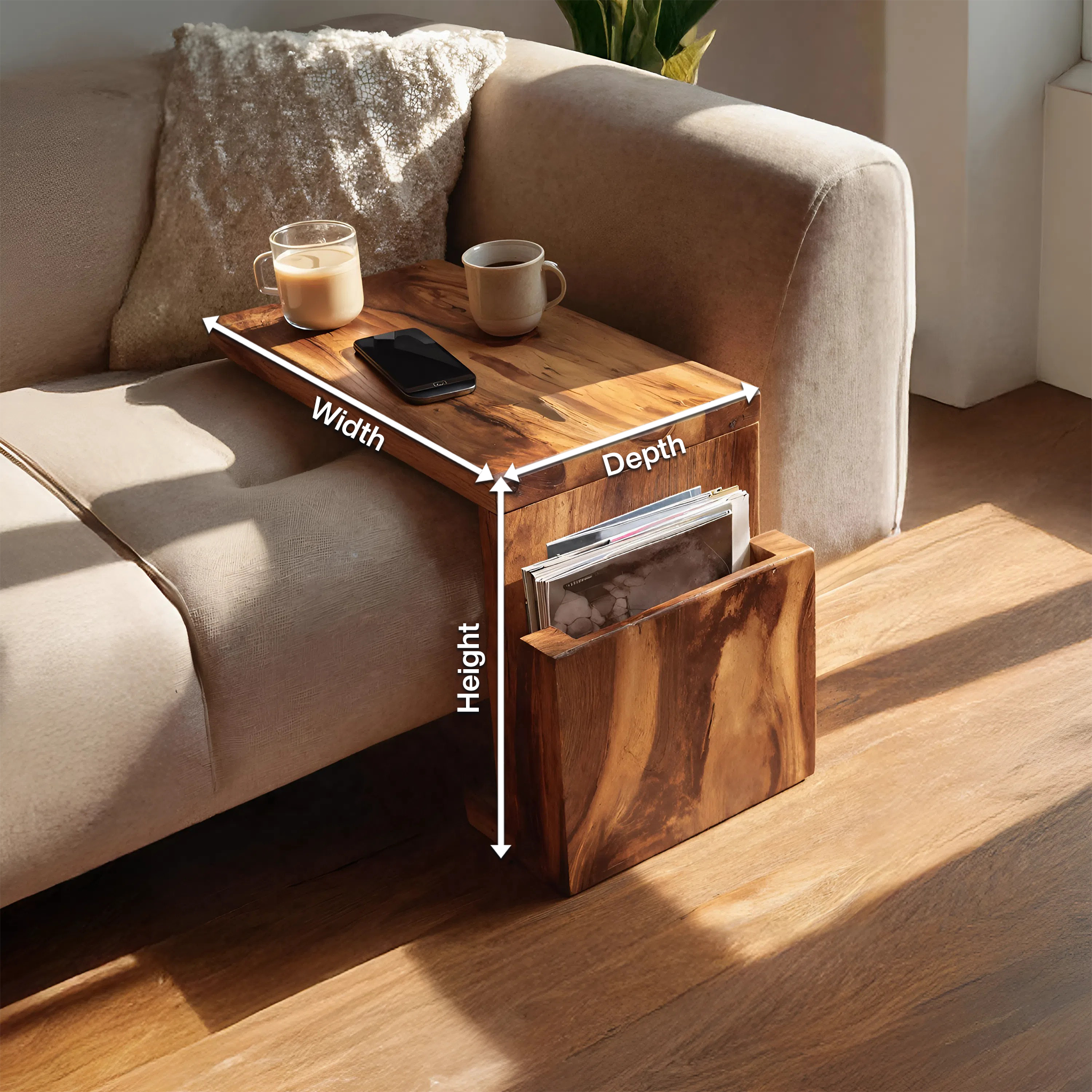 Handcrafted Wooden Armrest For Living Room Design