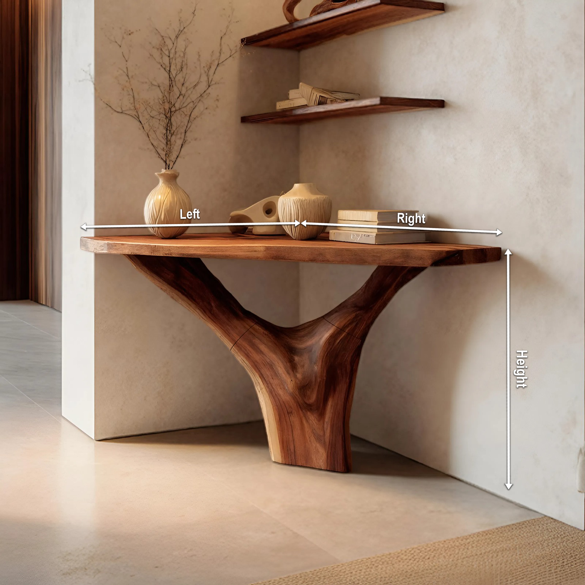 Modern Live Edge Console Table Solid Wood Artistic For Living Room