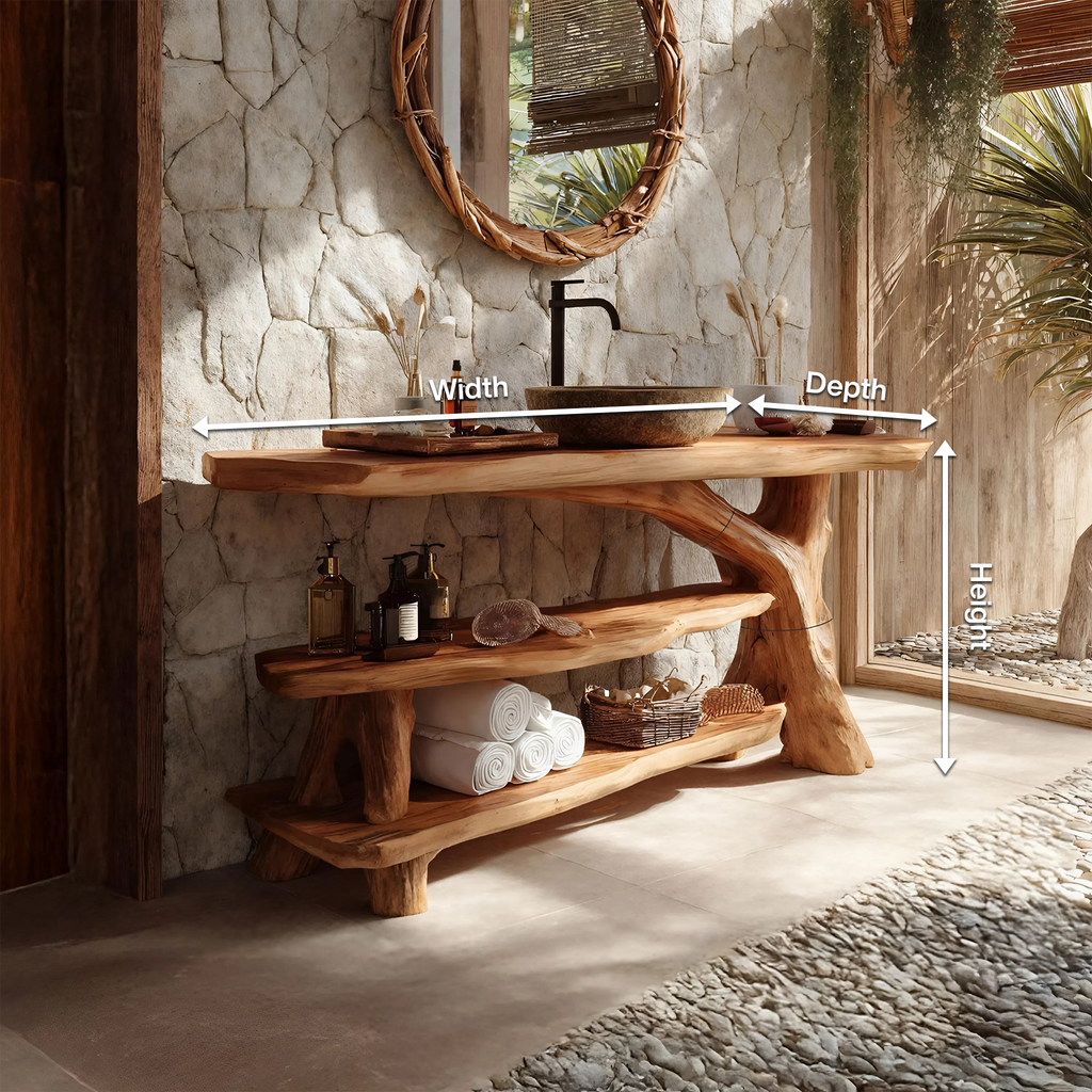 Mid Century Live Edge Bathroom Vanity For Elegant Bathroom Decor