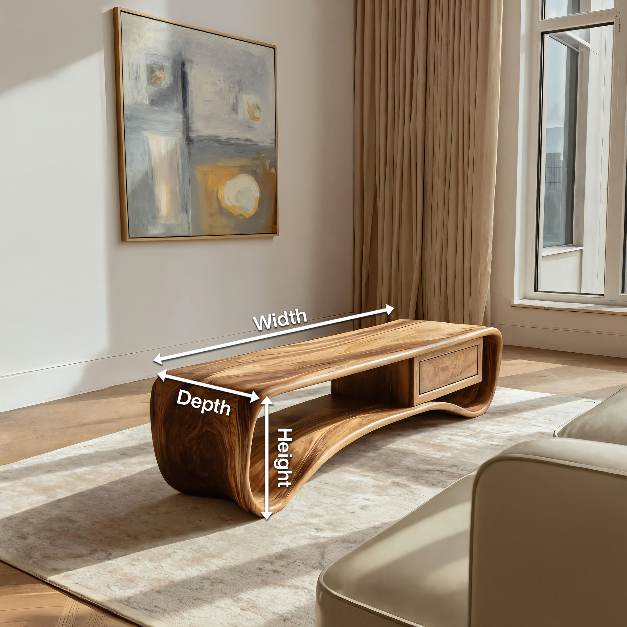 Handcrafted Coffee Table Compact Design For Living Room