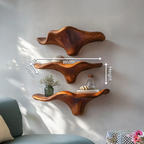 Mid Century Wooden Live Edge Mushroom Shelf For Living Room Decor