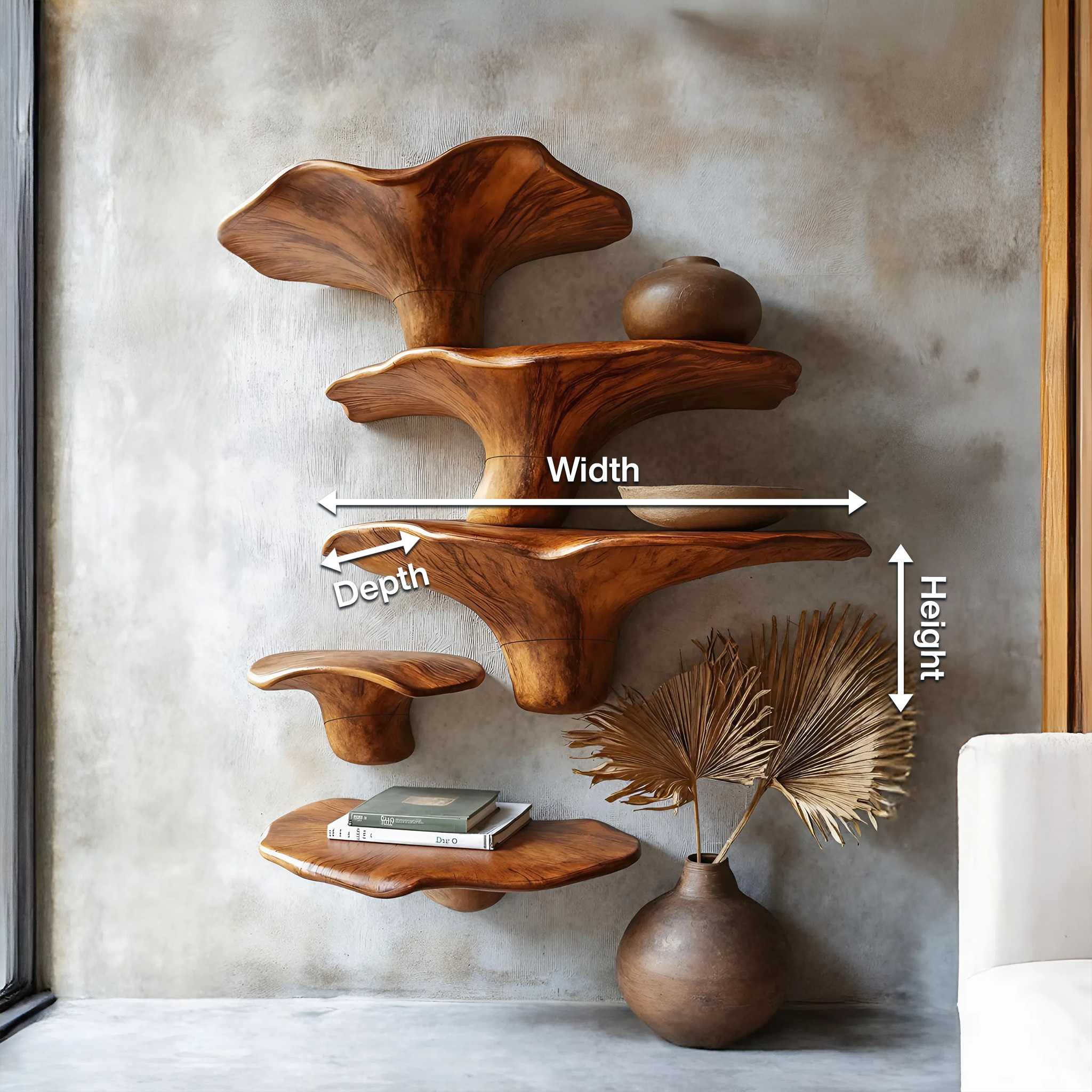 Modern Solid Wood Mushroom Shelf For Entryway Design And Display