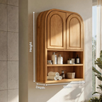 Double Arched Wall Cabinet With Open Shelves For Bathroom