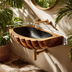 Farmhouse Wall Mounted Wooden Bathroom Sink For Rustic Bathroom Decor