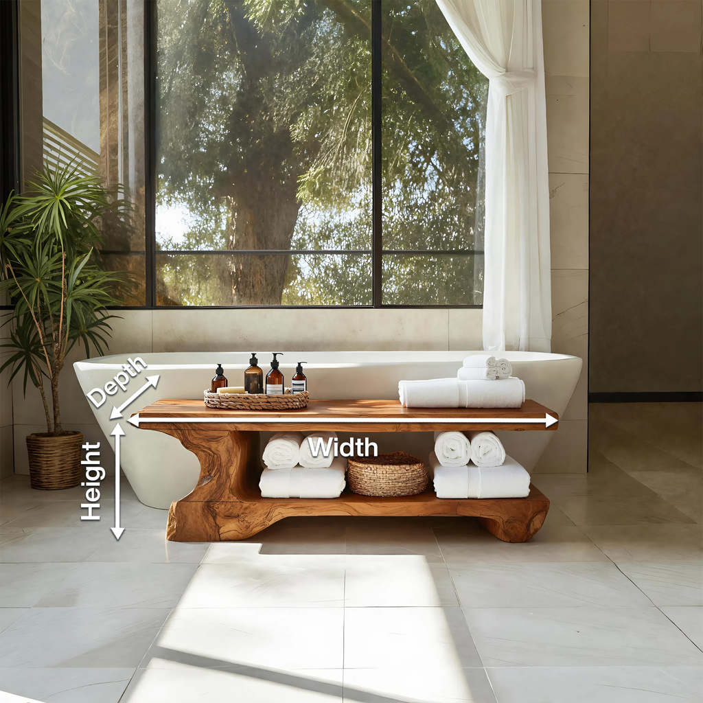 Organic Bath Bench For Bathroom Or Wellness Retreat Interior