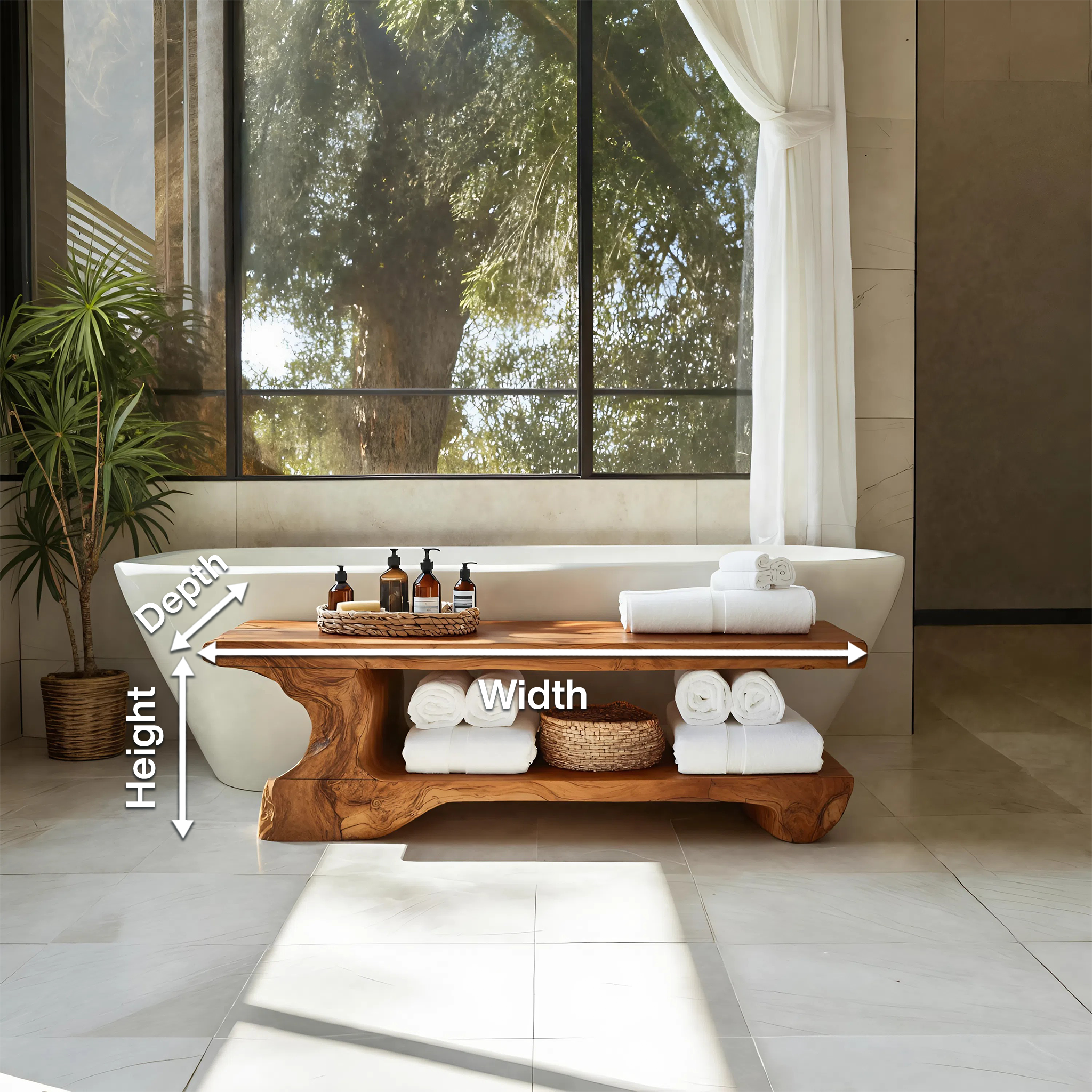 Organic Bath Bench For Bathroom Or Wellness Retreat Interior