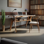 Mid Century Solid Wood Desk For Stylish Bedroom Workspace