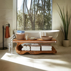 Organic Bath Bench With Storage Shelf For Bathroom