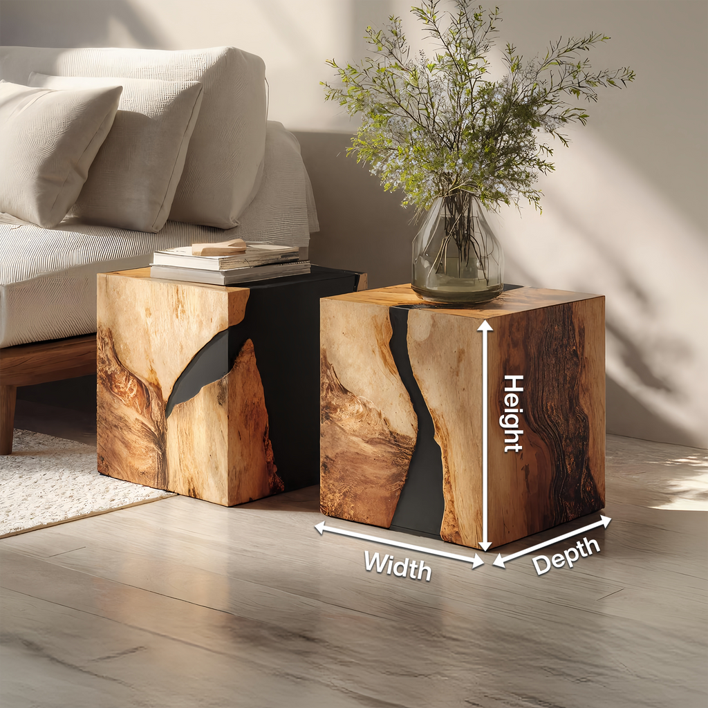 Modern Wooden Cube Coffee Table For Entryway Spaces