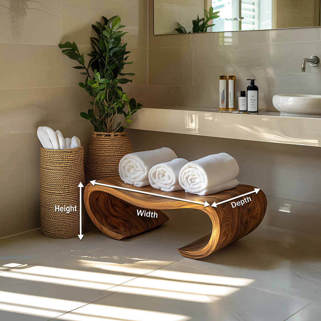 Modern Organic Curved Shower Bench For Spa Or Bathroom