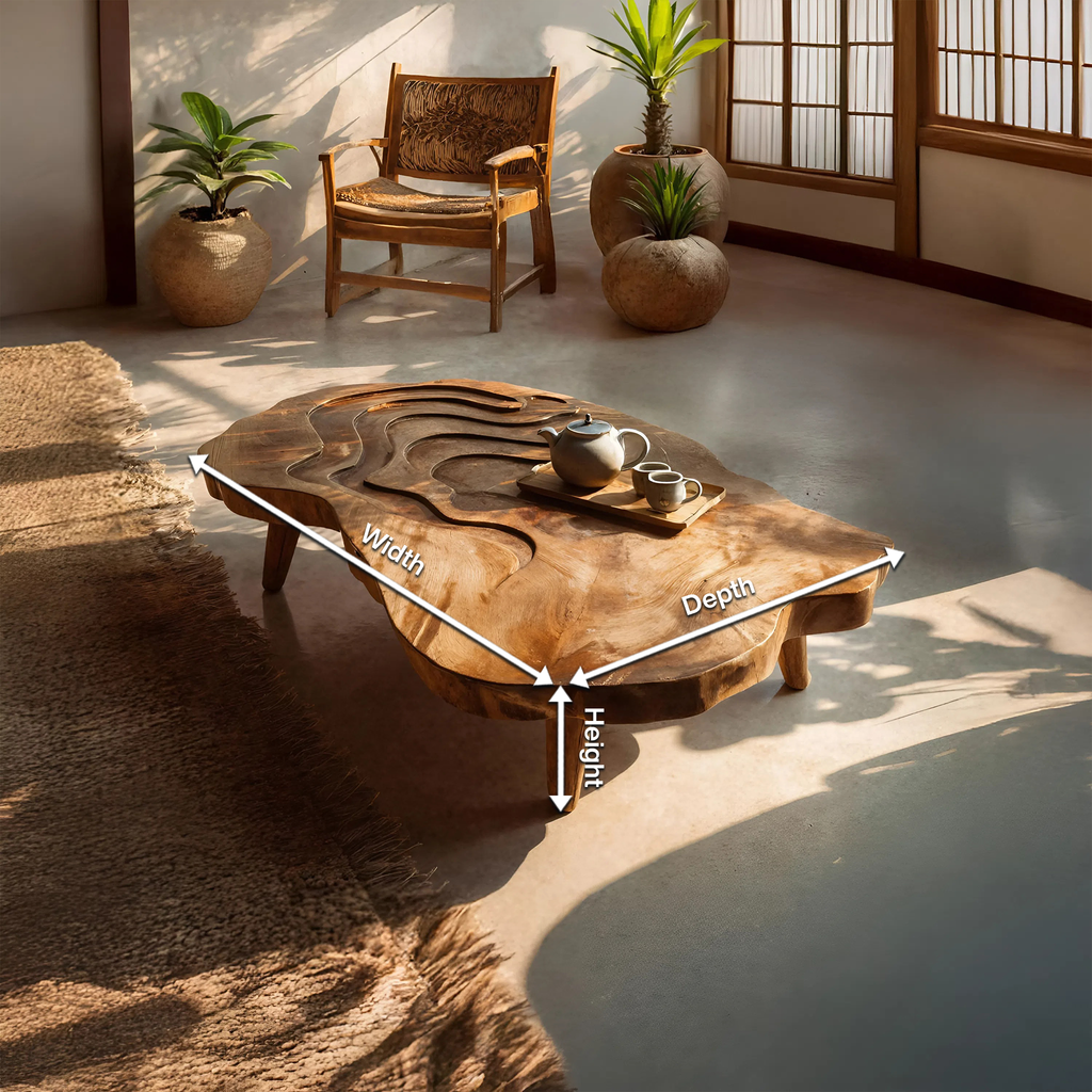 Mid Century Wooden Abstract Coffee Table For Living Room