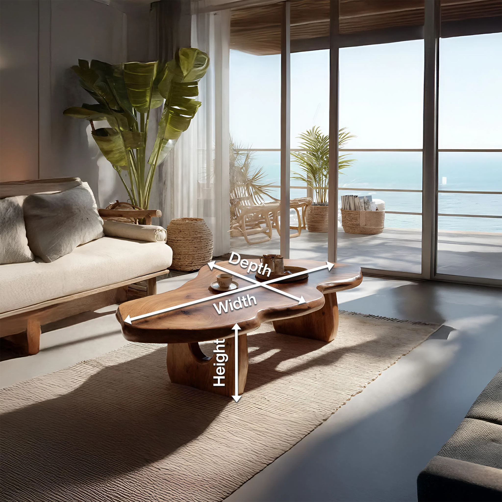 Modern Wooden Live Edge Coffee Table For Furniture Decor