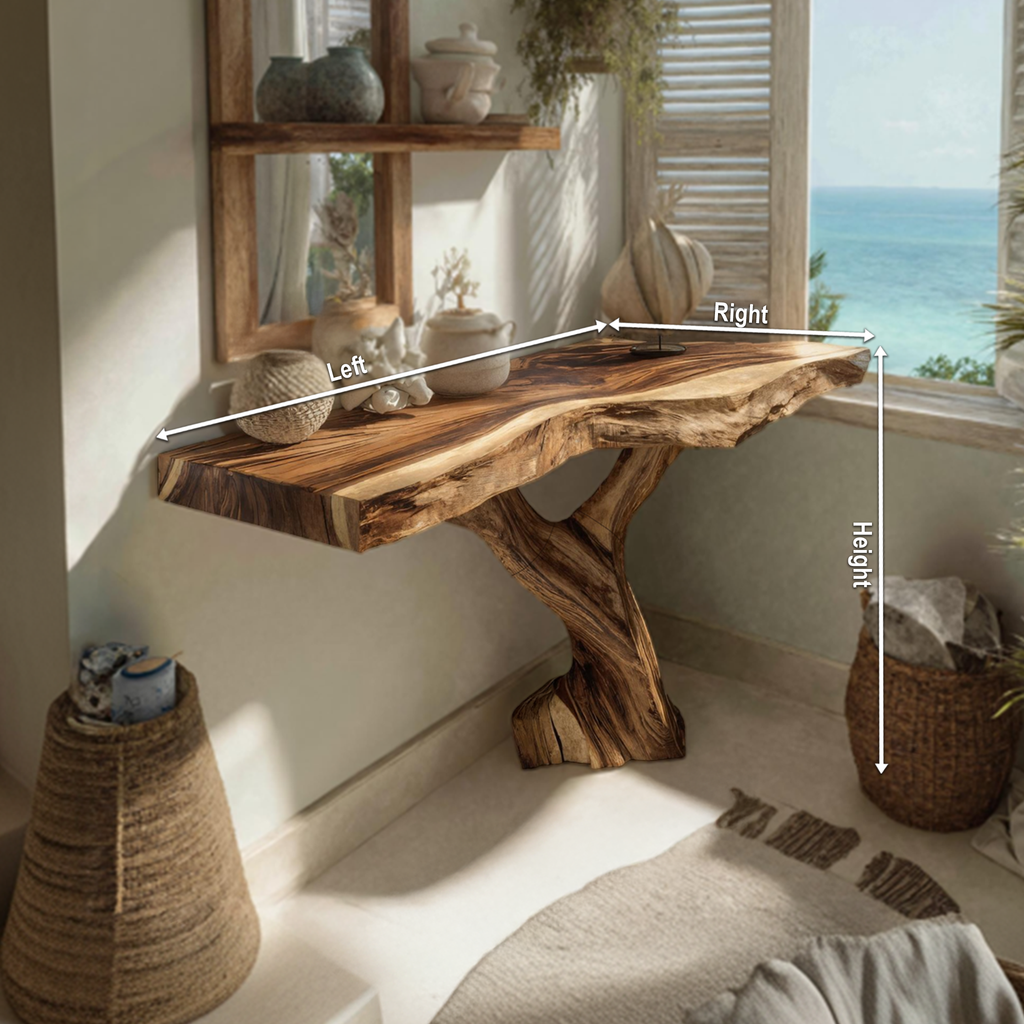 Farmhouse Live Edge Entryway Table Organic Wood For Furniture Decor