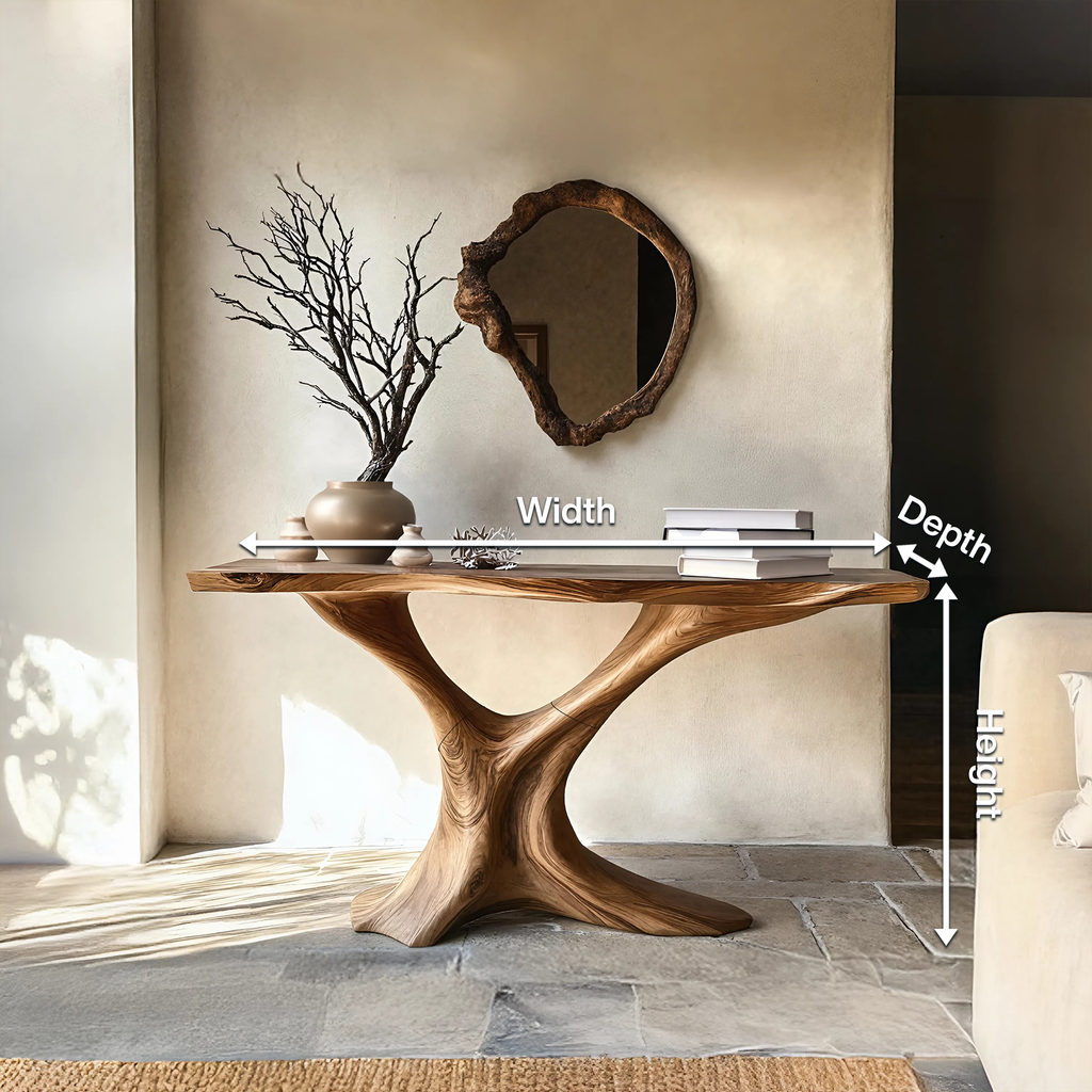 Mid Century Live Edge Entryway Table For Bedroom Decor And Display