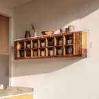 Minimalist Wooden Shelf With Hooks For Pantry Organization