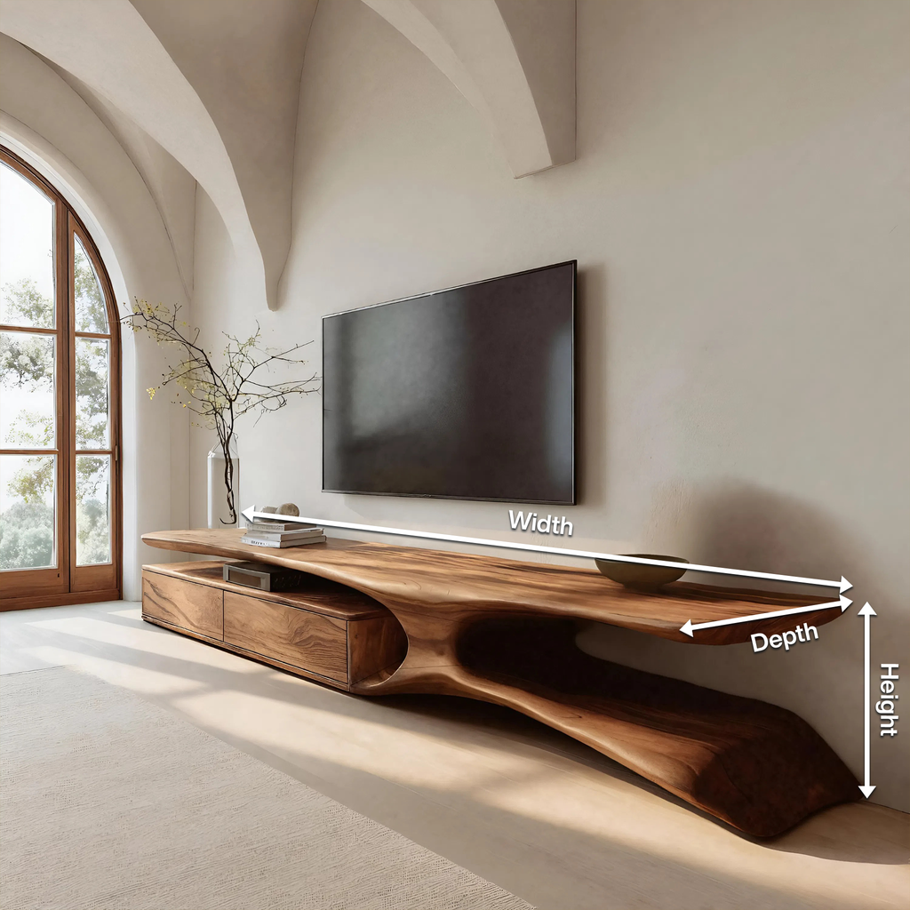 Modern TV Console Curved Open Storage For Living Room