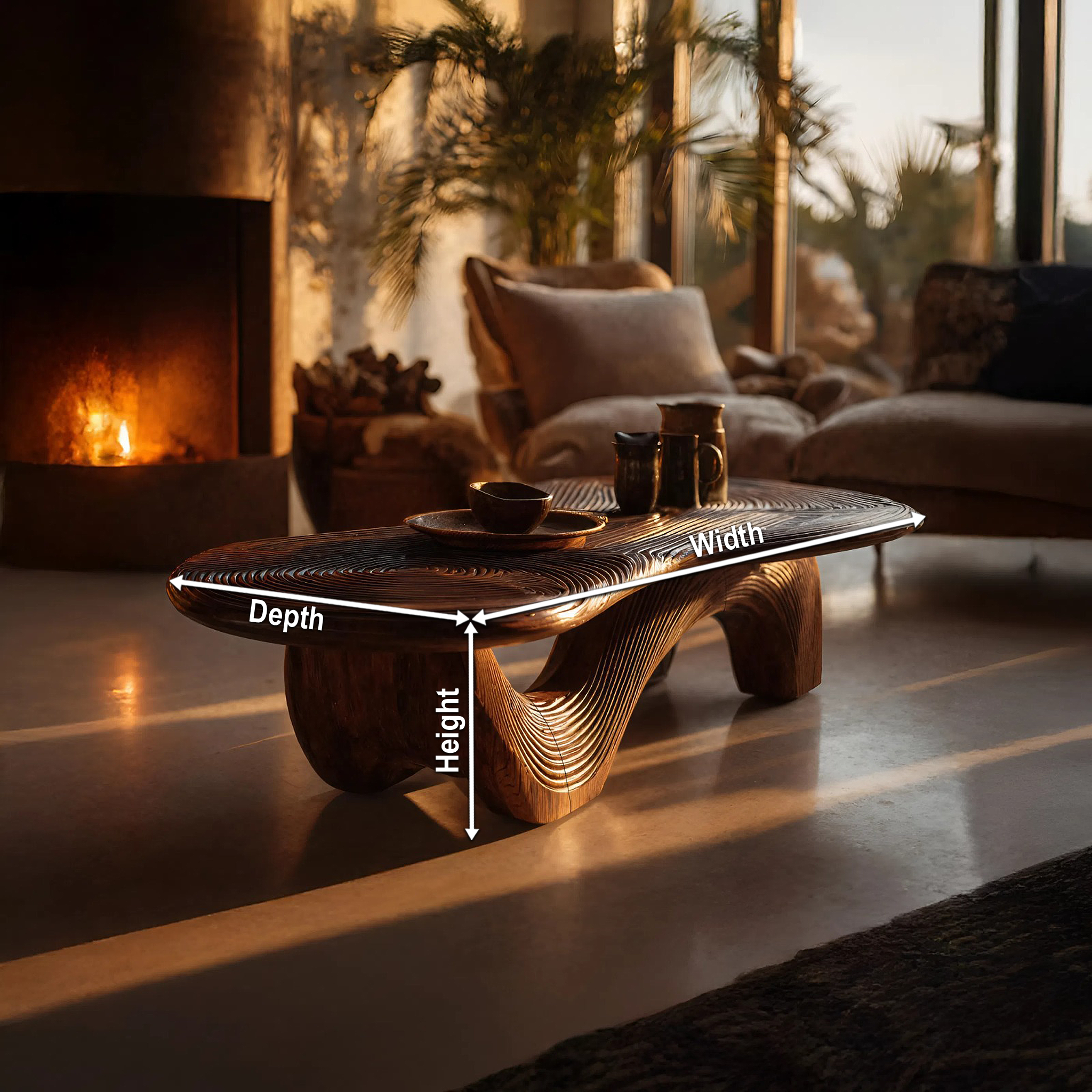 Farmhouse Wooden Live Edge Coffee Table For Furniture Decor