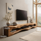 Contemporary Sculptural TV Stand Wavy Carved For Living Room