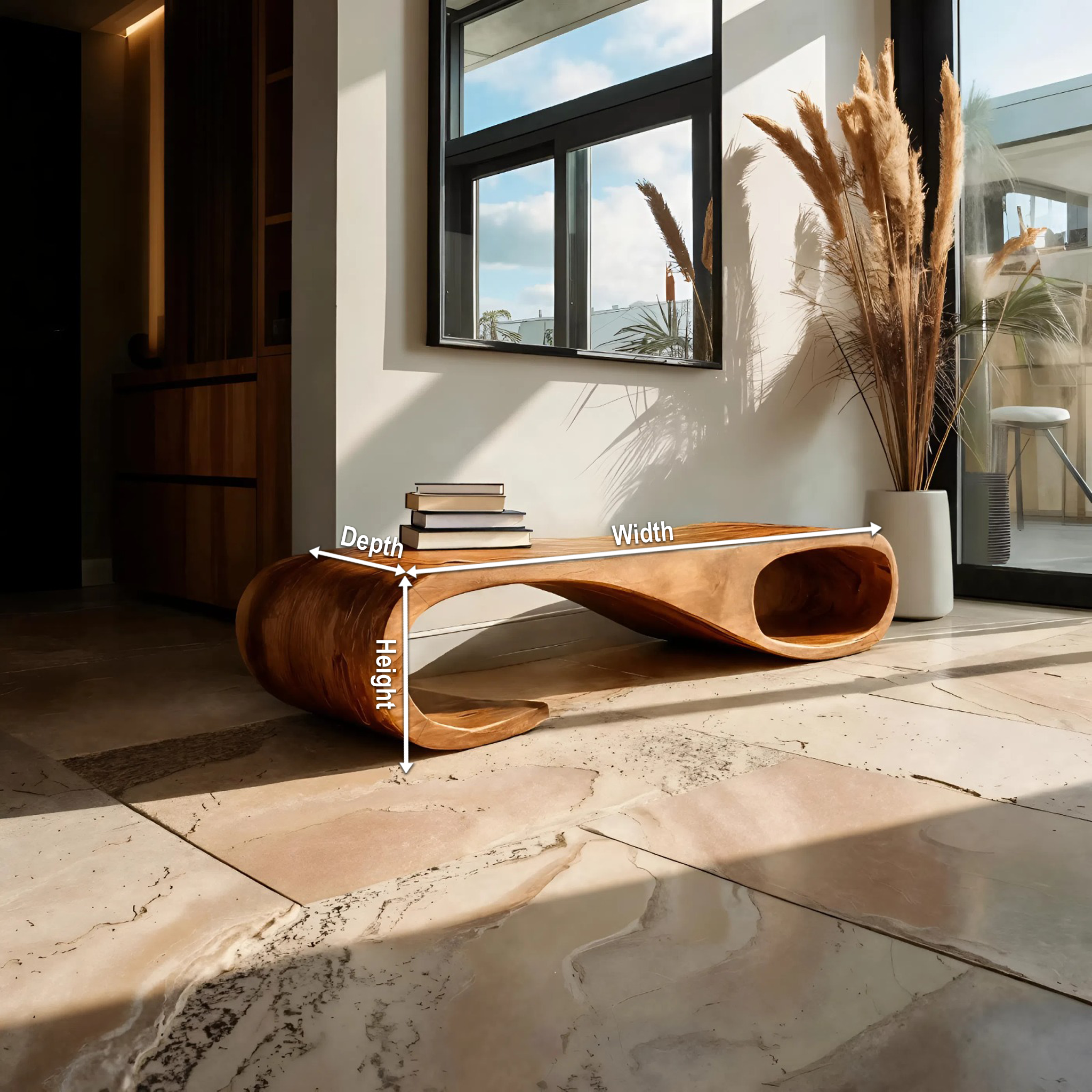 Modern Curved Bench For Entryway Furniture Accent Piece