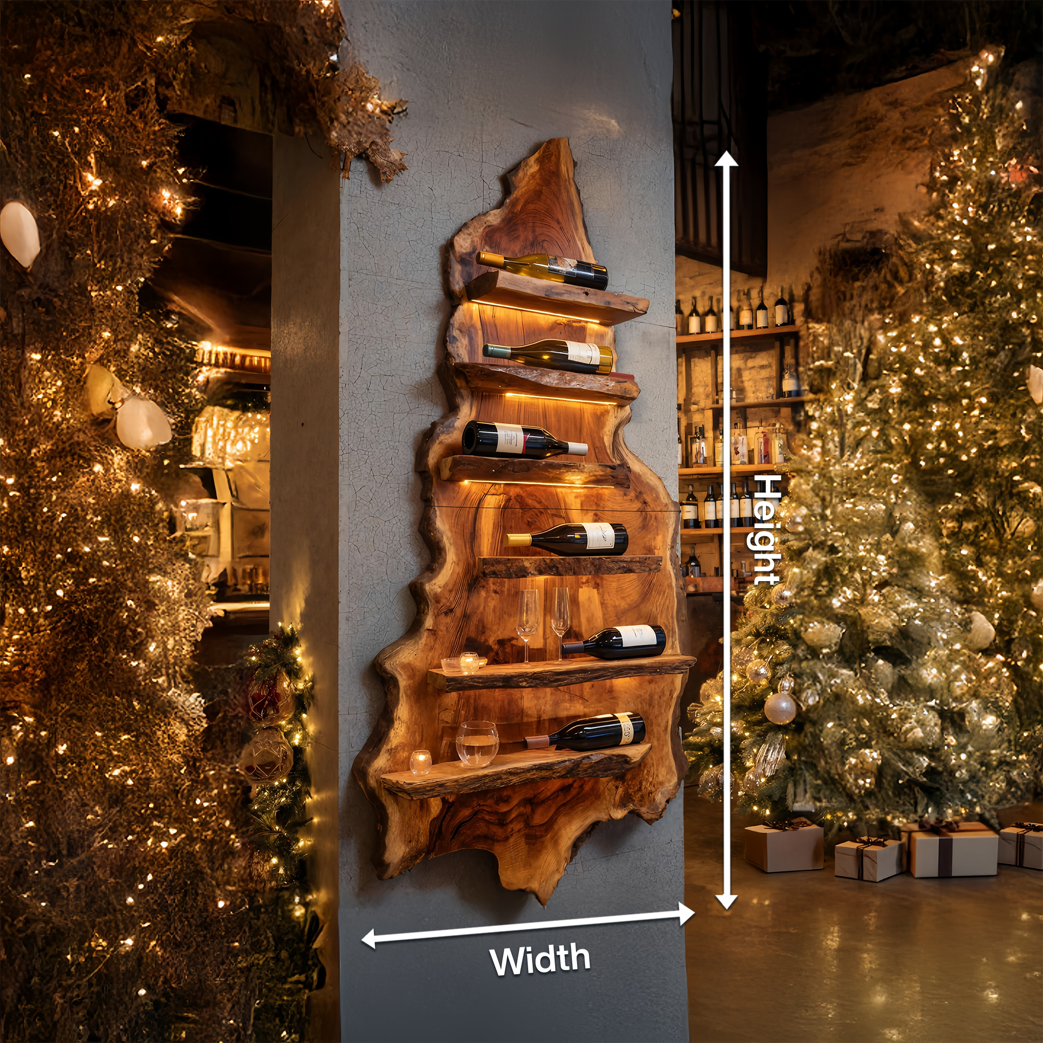 Modern Wooden Wine Rack For Bar Decor And Display Storage