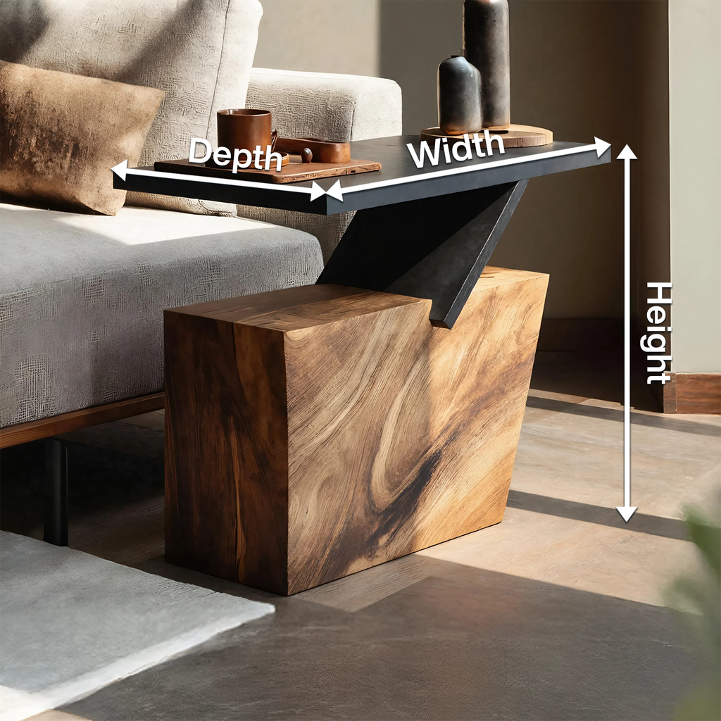 Mid Century Wooden Side Table For Living Room Accent Decor