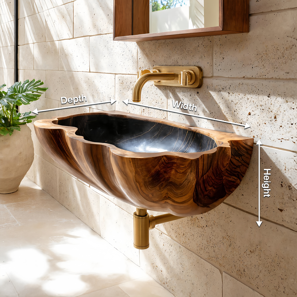 Modern Wall Mounted Wooden Bathroom Sink For Space Saving Bathroom Decor