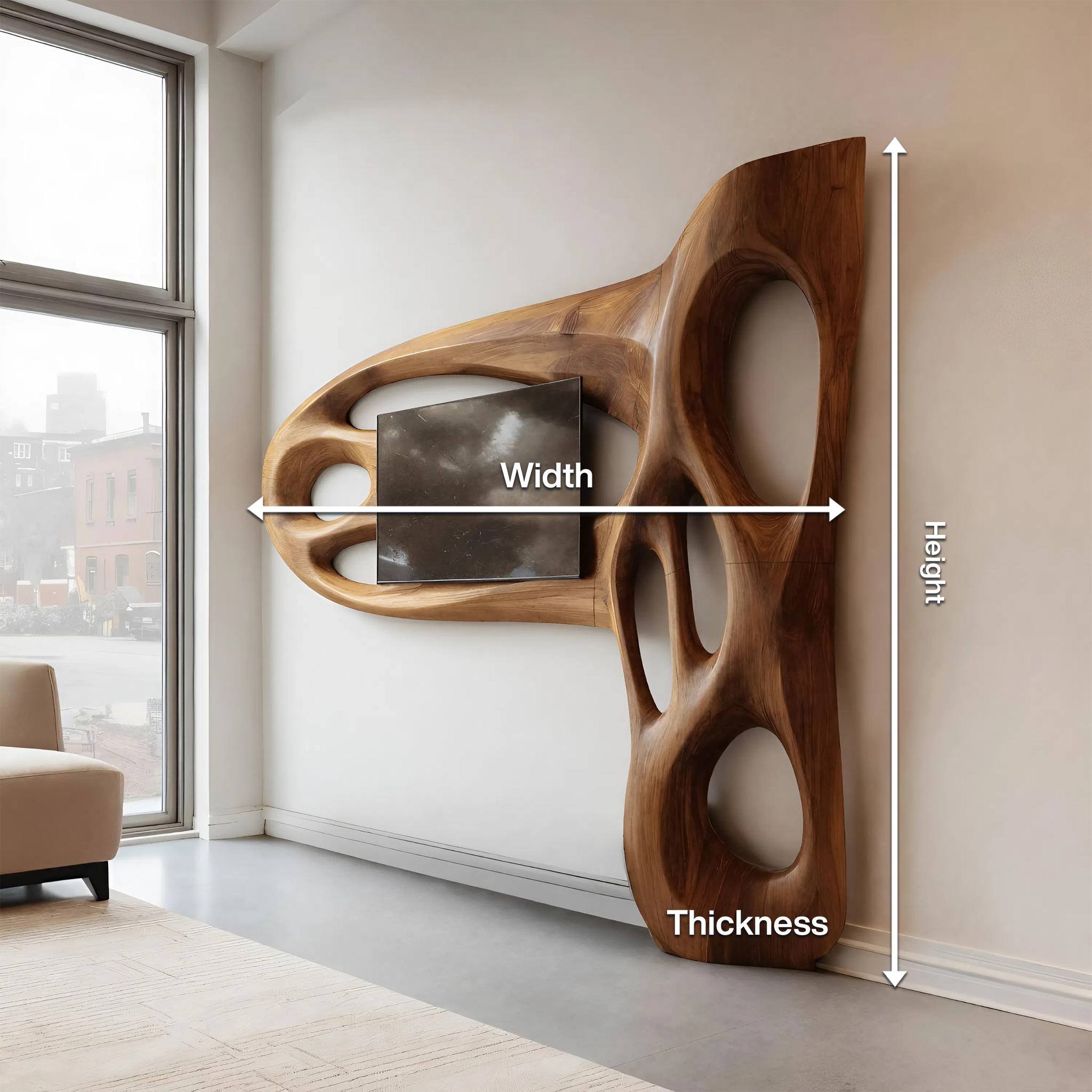 Contemporary Sculptural TV Frame For Living Room Decor