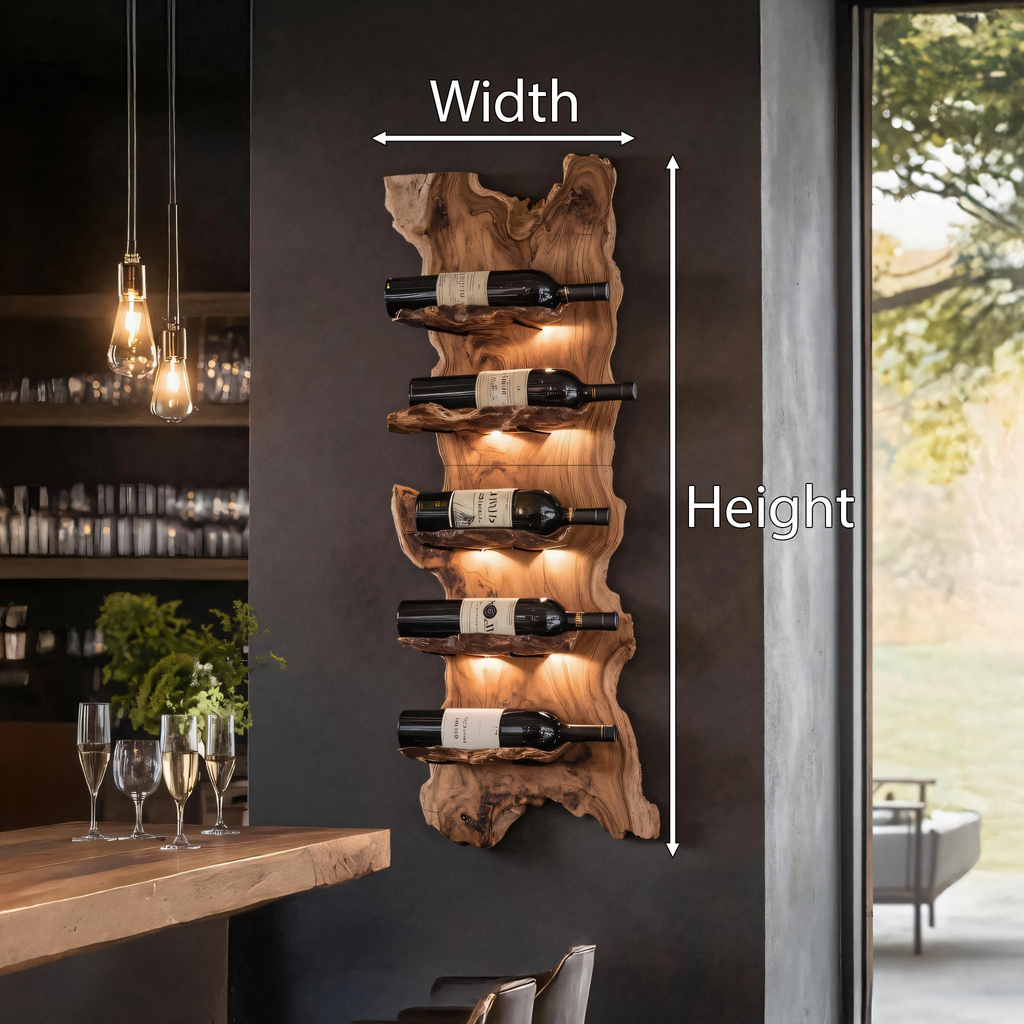 Modern Wooden Live Edge Wine Holder For Entryway Furniture