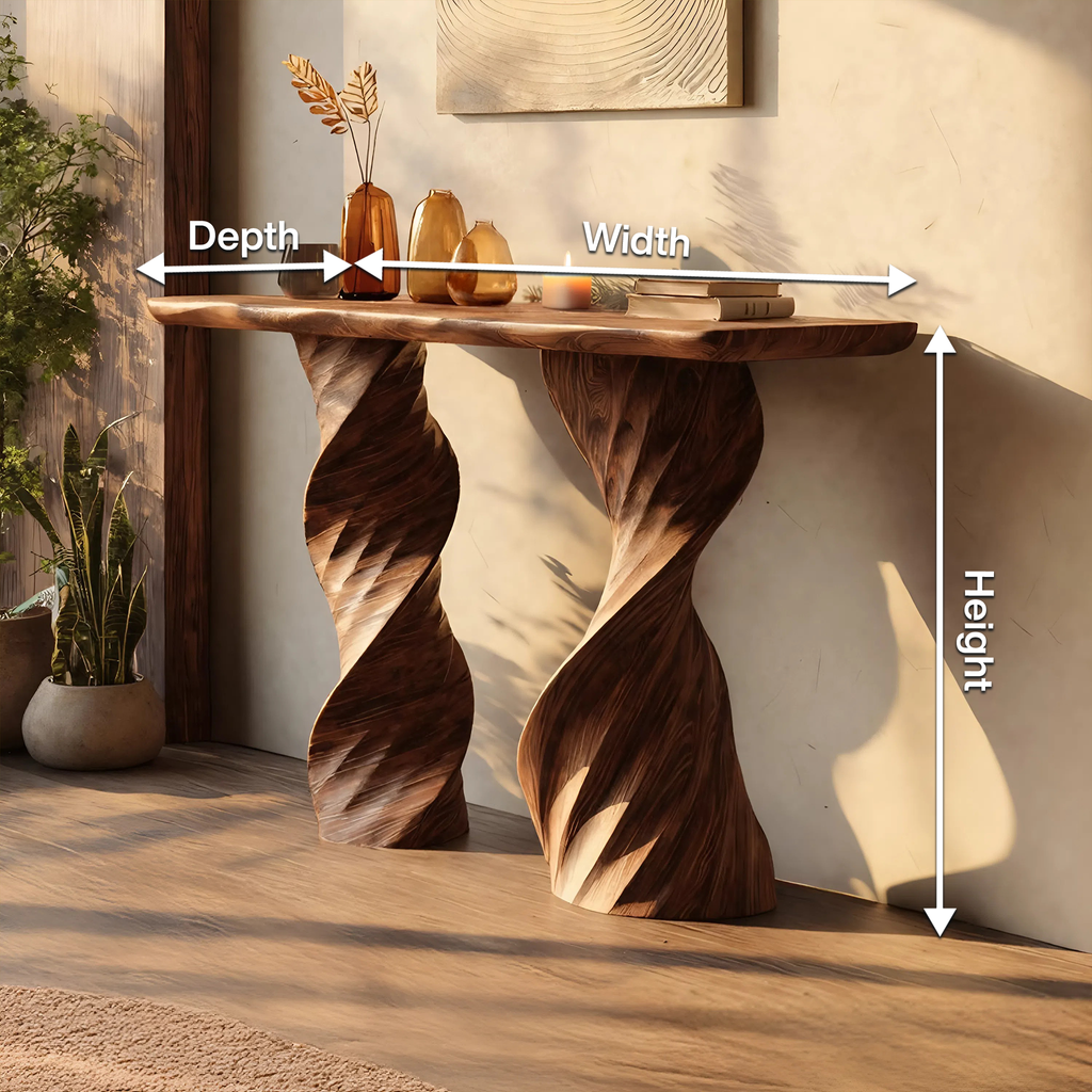 Farmhouse Live Edge Console Table Handcrafted Solid Wood For Living Room