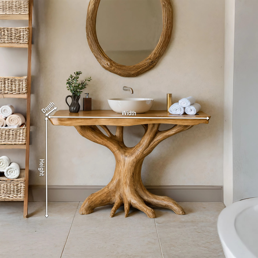 Modern Solid Wood Bathroom Vanity Live Edge Design For Luxury Bathroom