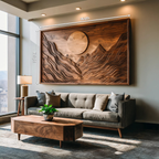 Handcrafted Wall Art Mountain Sun Landscape For Living Room