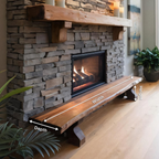 Rustic Live Edge Wood Bench For Entryway Seating