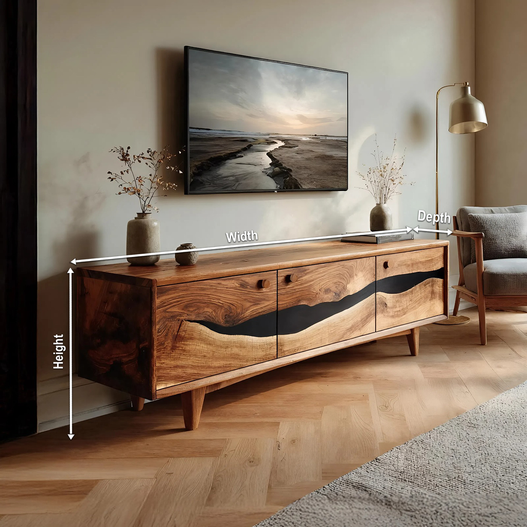 Handcrafted Wooden Console For Living Room Setup