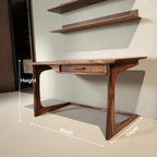 Mid Century Modern Desk With Drawer For Home Office And Workspace