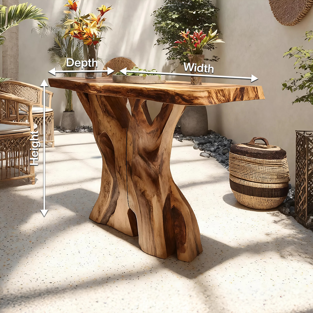 Modern Solid Wood Console Table Live Edge Design For Entryway Decor