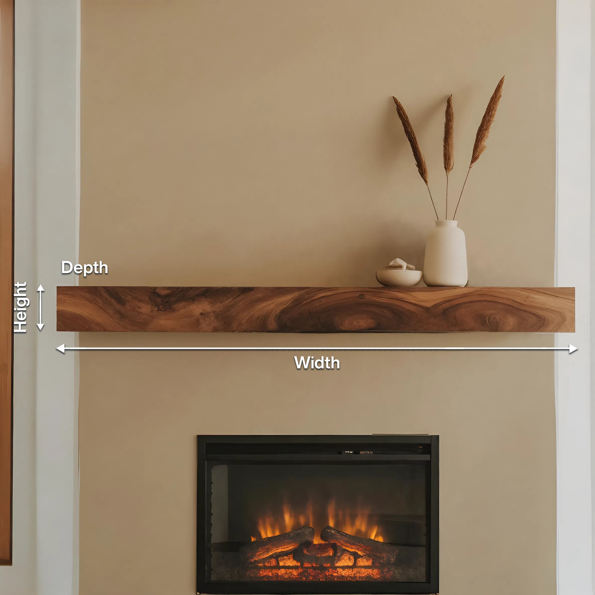 Rustic Floating Mantel Shelf For Fireplace Living Room Wall