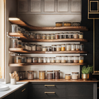 Rustic Style Kitchen Cabinet With Handmade Spice Storage