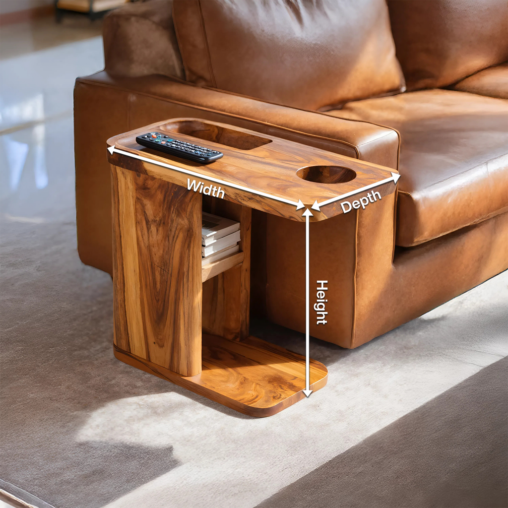 Mid Century Live Edge Side Table For Living Room Decor